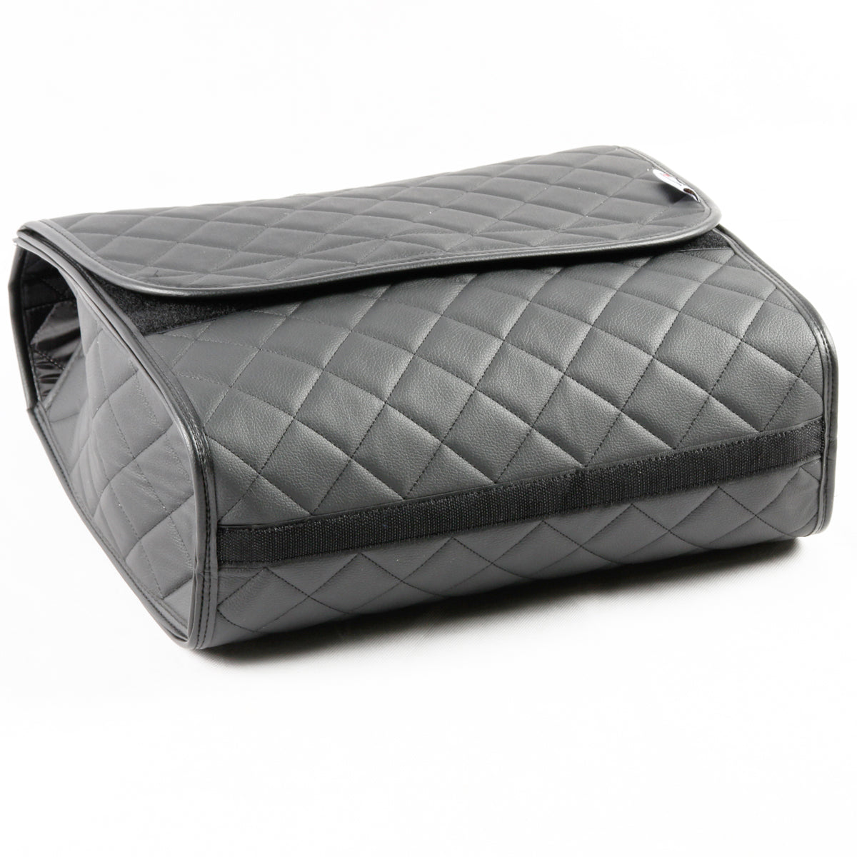 Boot Tidy Organiser Compact Storage Car Trunk Anti Slip Bag Leather Square Quilted Grey