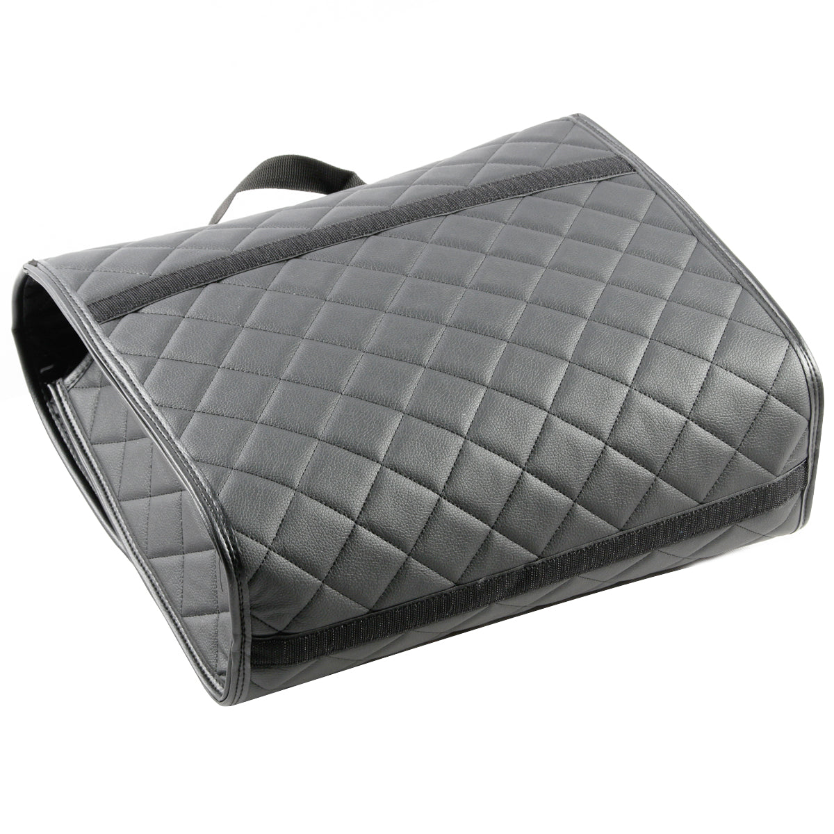 Boot Tidy Organiser Compact Storage Car Trunk Anti Slip Bag Leather Square Quilted Grey