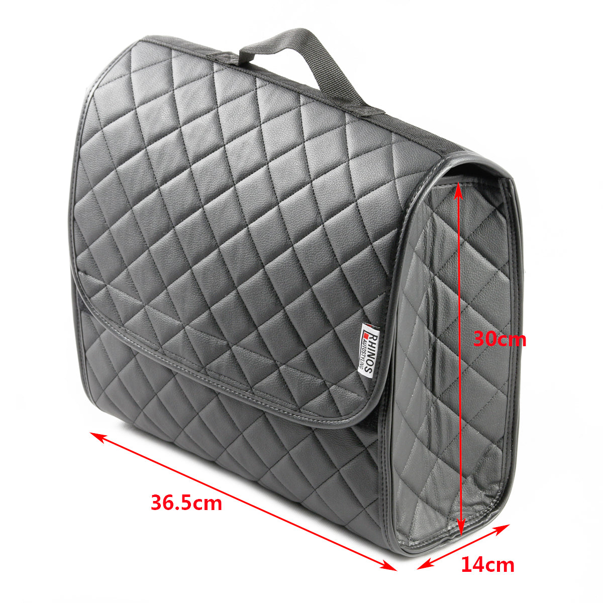 Boot Tidy Organiser Compact Storage Car Trunk Anti Slip Bag Leather Square Quilted Grey