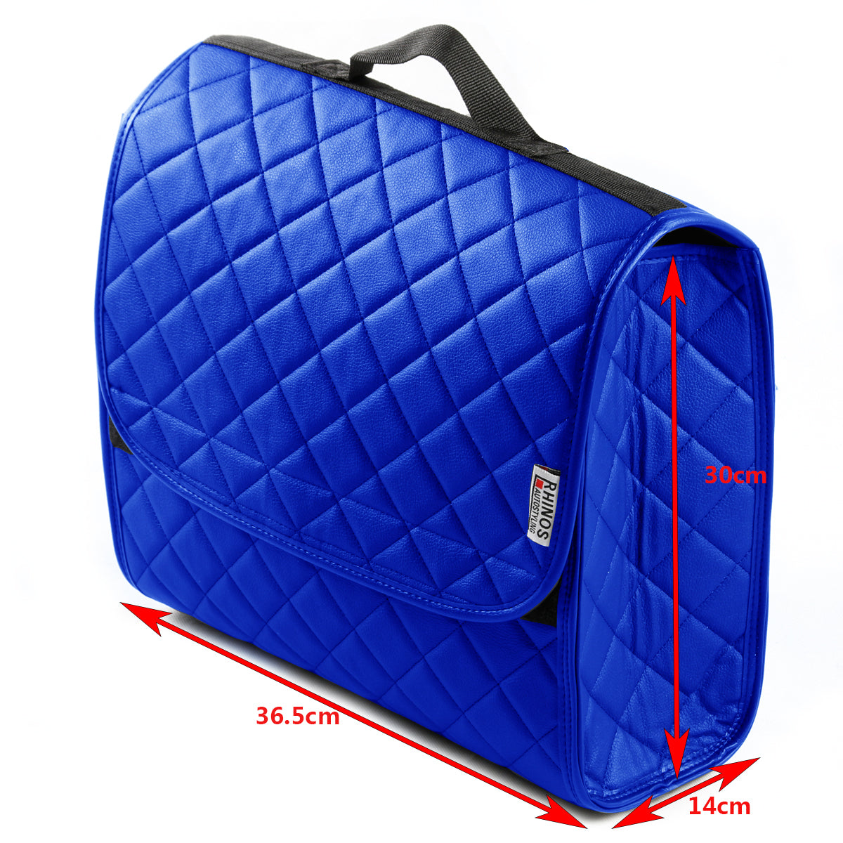 Boot Tidy Organiser Compact Storage Car Trunk Anti Slip Bag Leather Square Quilted Blue