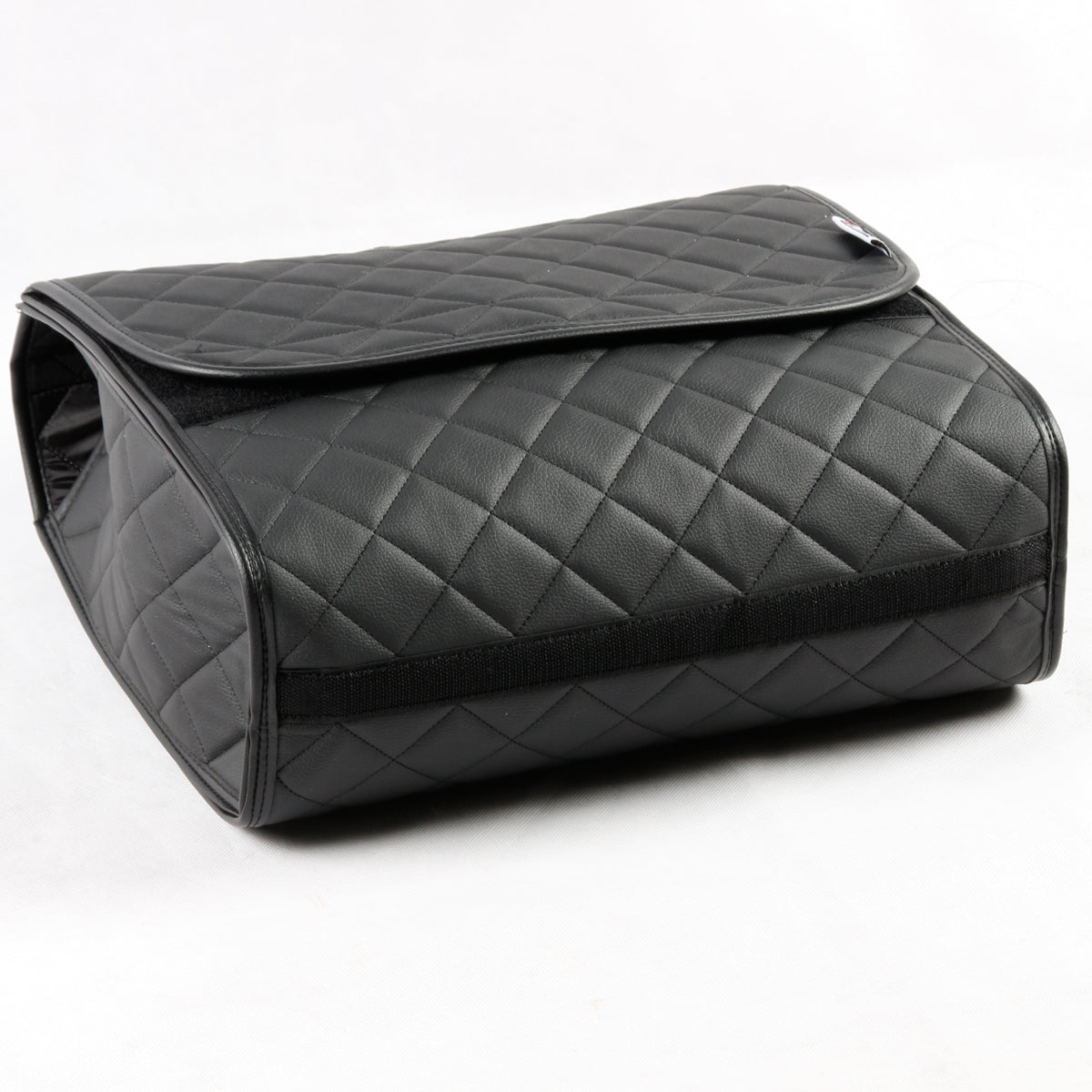 Boot Tidy Organiser Compact Storage Car Trunk Anti Slip Bag Leather Square Quilted Black