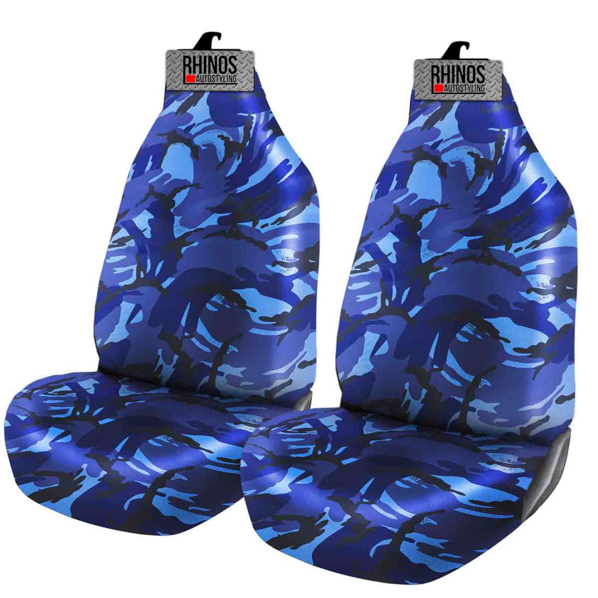 Heavy Duty Camo Blue Waterproof Seat Covers 2 x Fronts