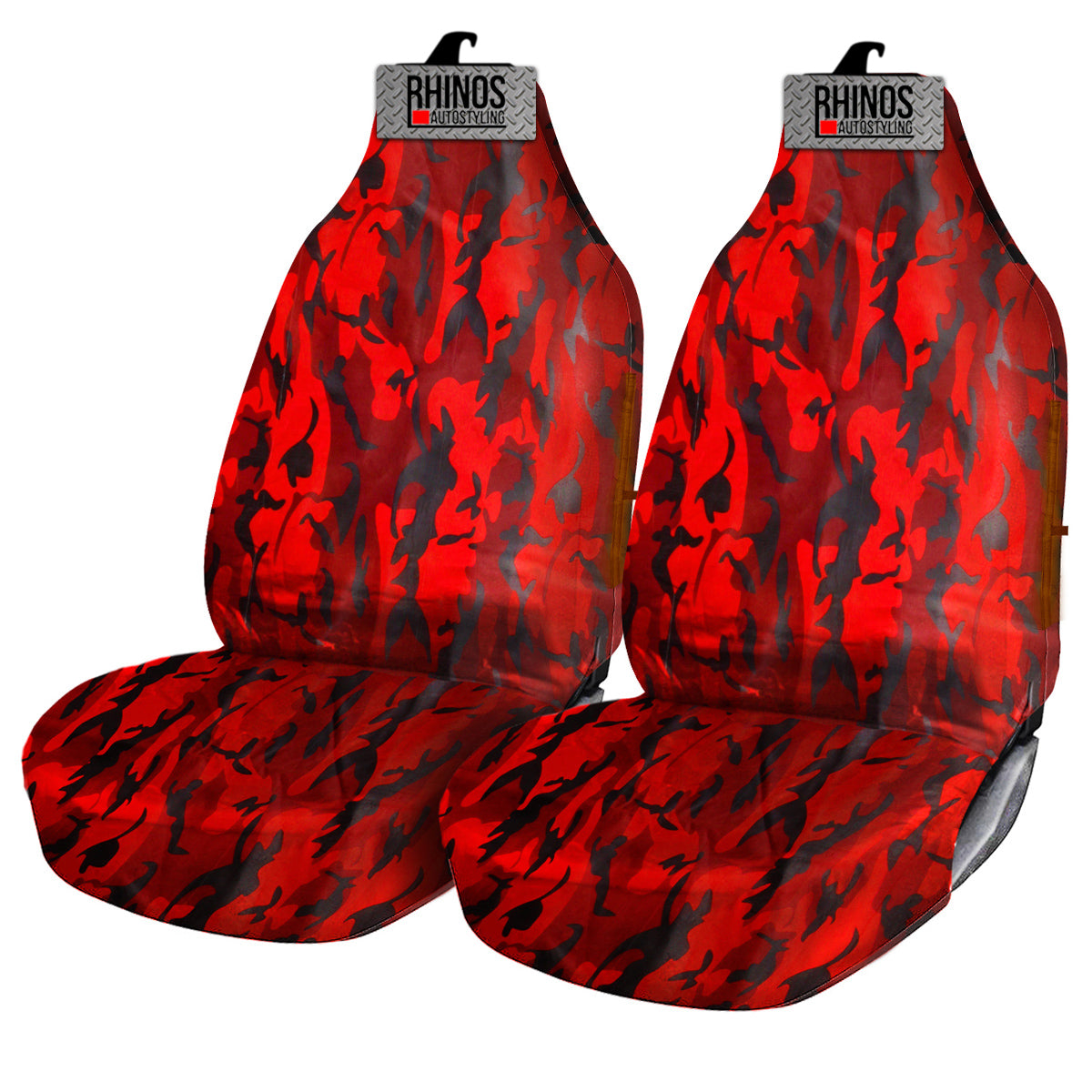 Heavy Duty Camo Red Waterproof Seat Covers 2 x Fronts