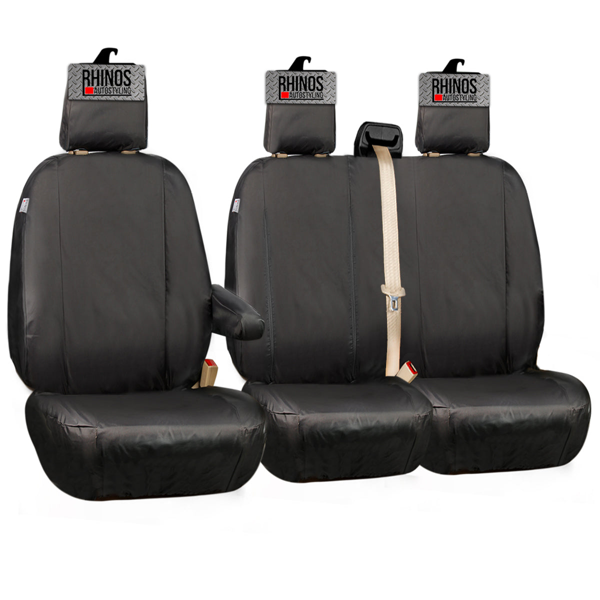 TAILORED FOR FORD TRANSIT CUSTOM 2013 - 2022 - HEAVYDUTY BLACK VAN SEAT COVERS