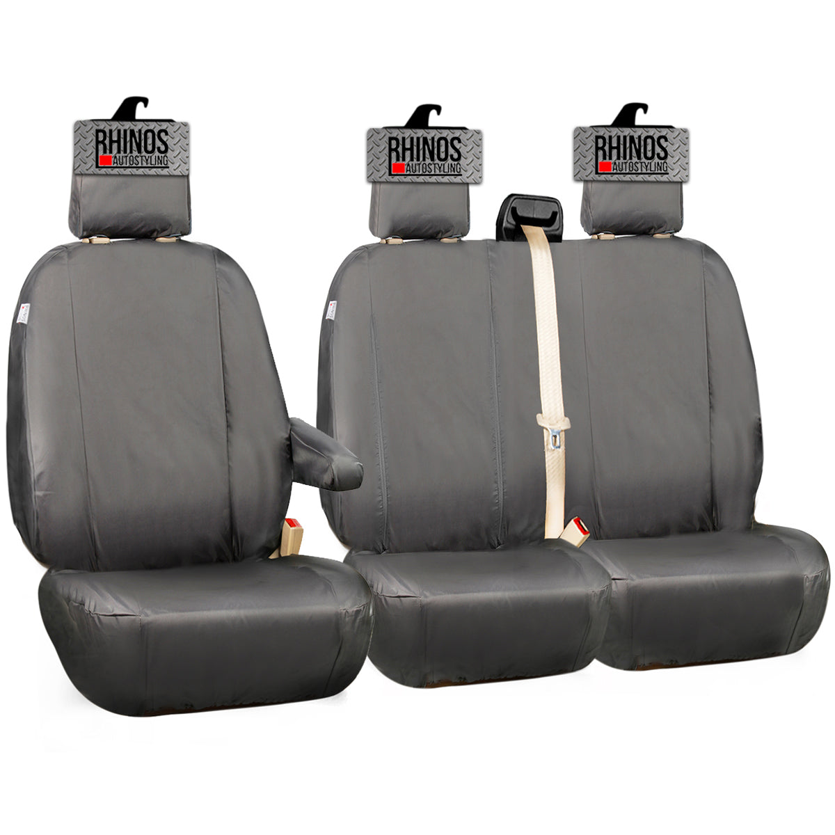 TAILORED FOR FORD TRANSIT CUSTOM 2013 - 2022 - HEAVYDUTY BLACK VAN SEAT COVERS