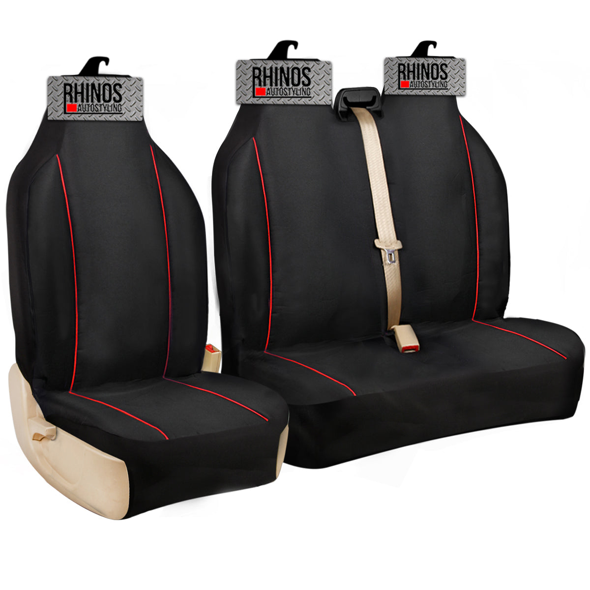 2+1 - Black And Black Piping - Premium Luxury Van Seat Covers Single Drivers And Double Passengers Seat Covers