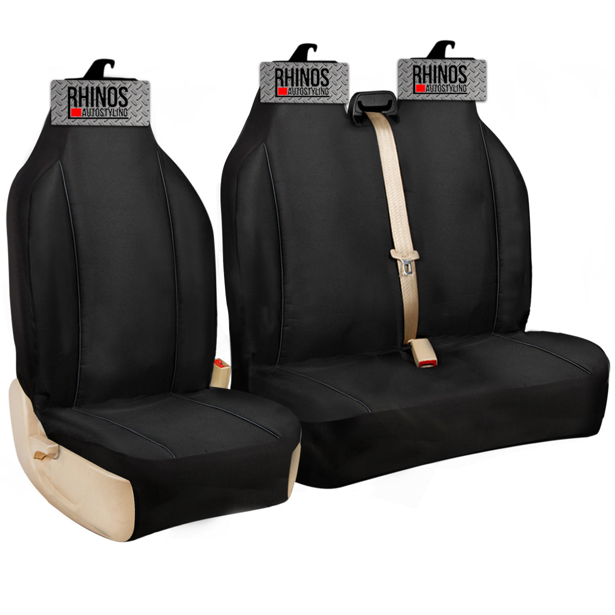 2+1 - Black And Blue Piping - Premium Luxury Van Seat Covers Single Drivers And Double Passengers Seat Covers