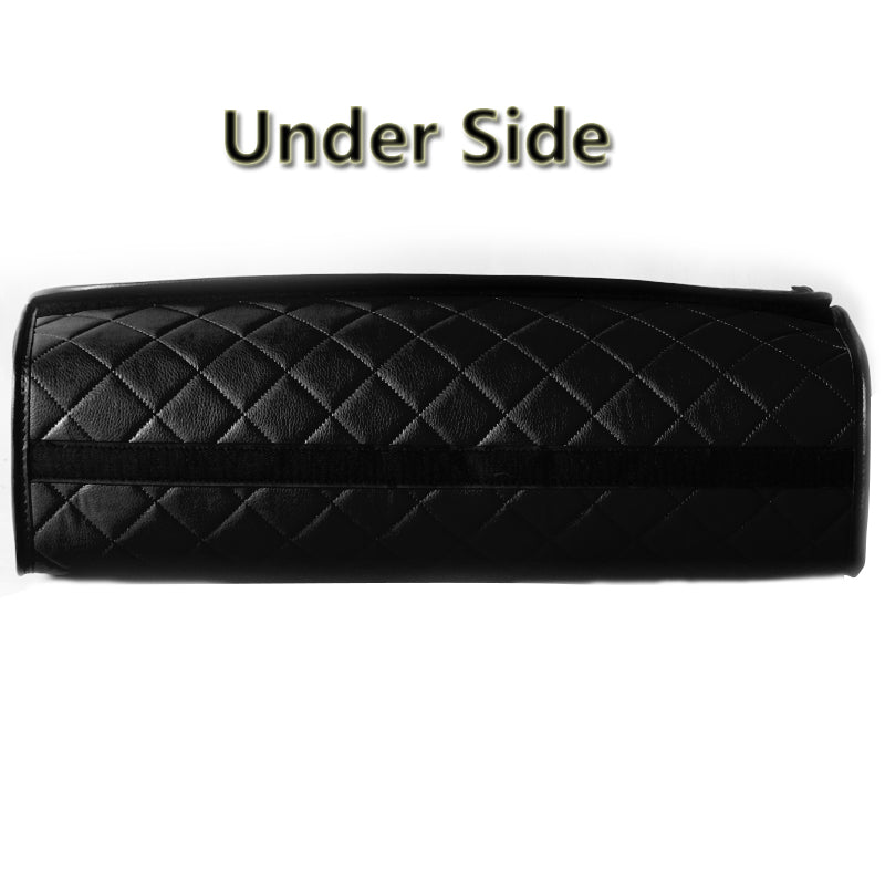 Durable Boot Tidy Tool Declutter Organiser Compact Storage Car Trunk Anti Slip Bag Leather Quilted Black