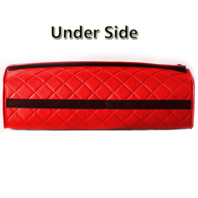 Durable Boot Tidy Tool Declutter Organiser Compact Storage Car Trunk Anti Slip Bag Leather Quilted Red