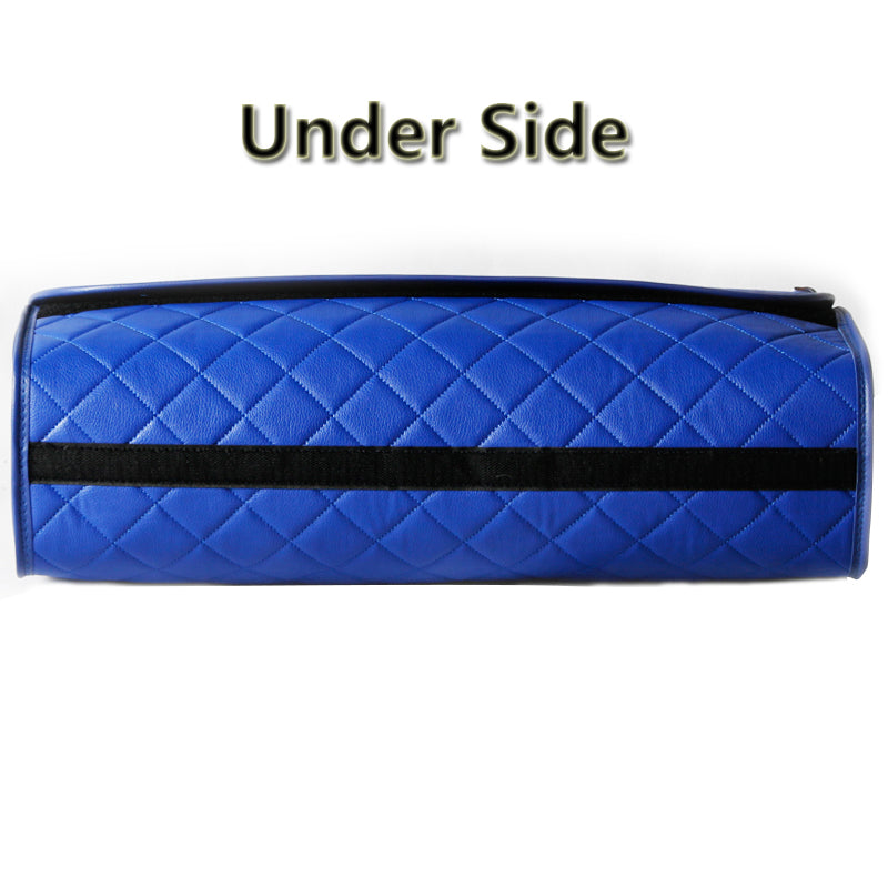 Durable Boot Tidy Tool Declutter Organiser Compact Storage Car Trunk Anti Slip Bag Leather Quilted Blue