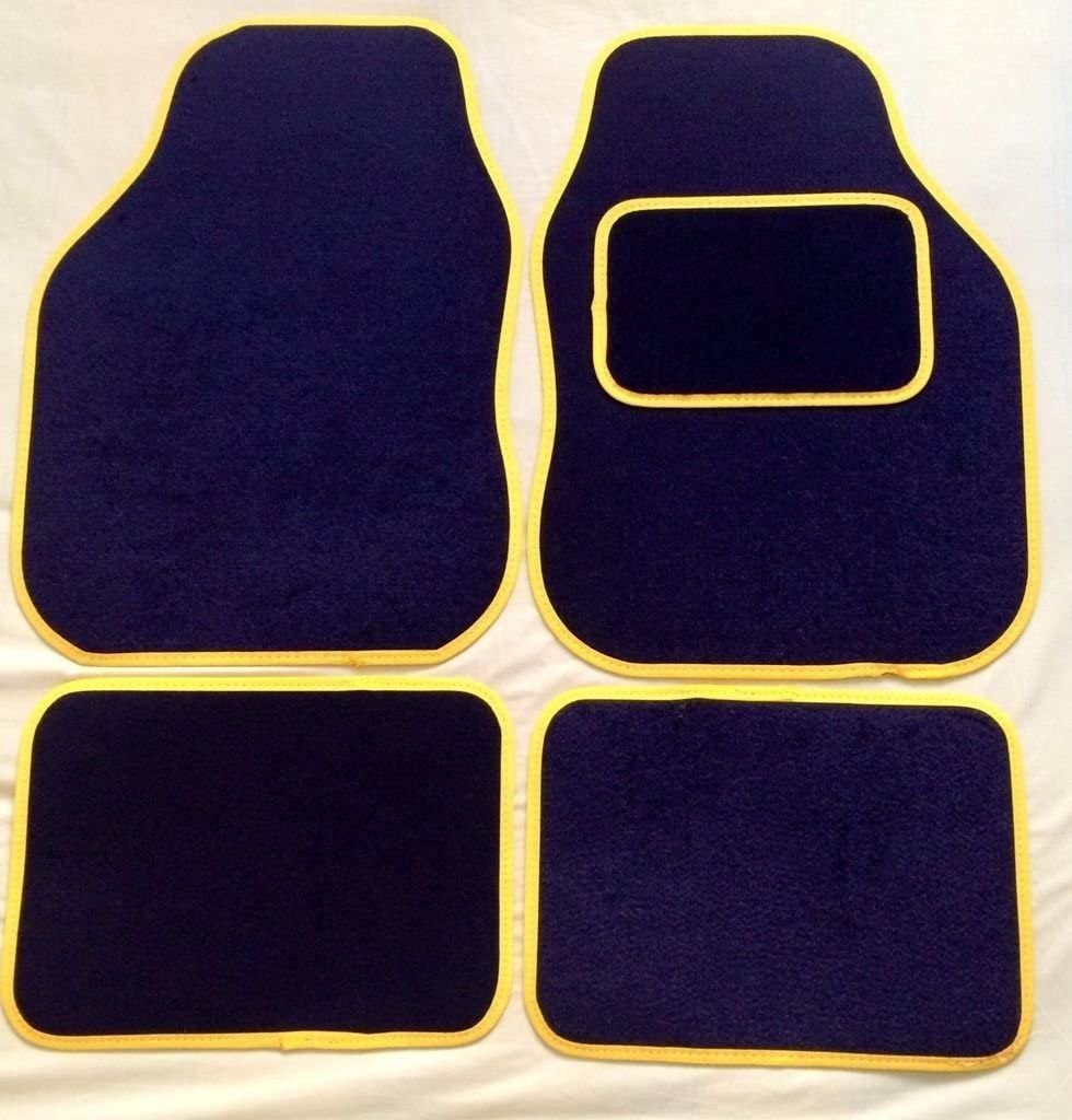 UNIVERSAL CAR FLOOR MATS BLACK WITH PURPLE EDGING - 4 PIECE SET